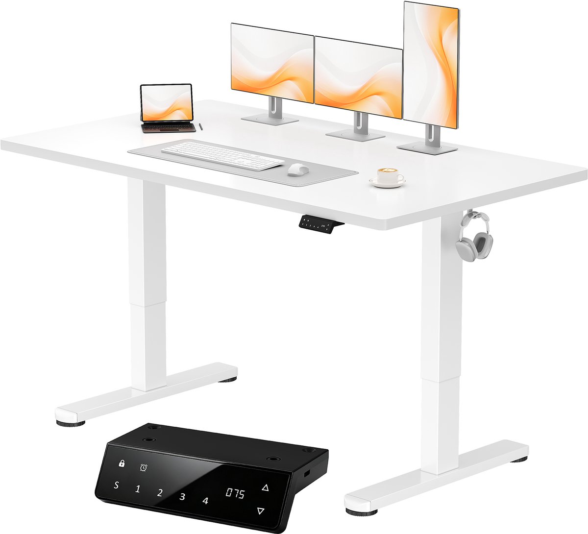 Devoko elektrisch zit-sta bureau 160 x 80 cm - dubbele motor, stevig 25 mm werkblad uit één stuk, USB en USB-C