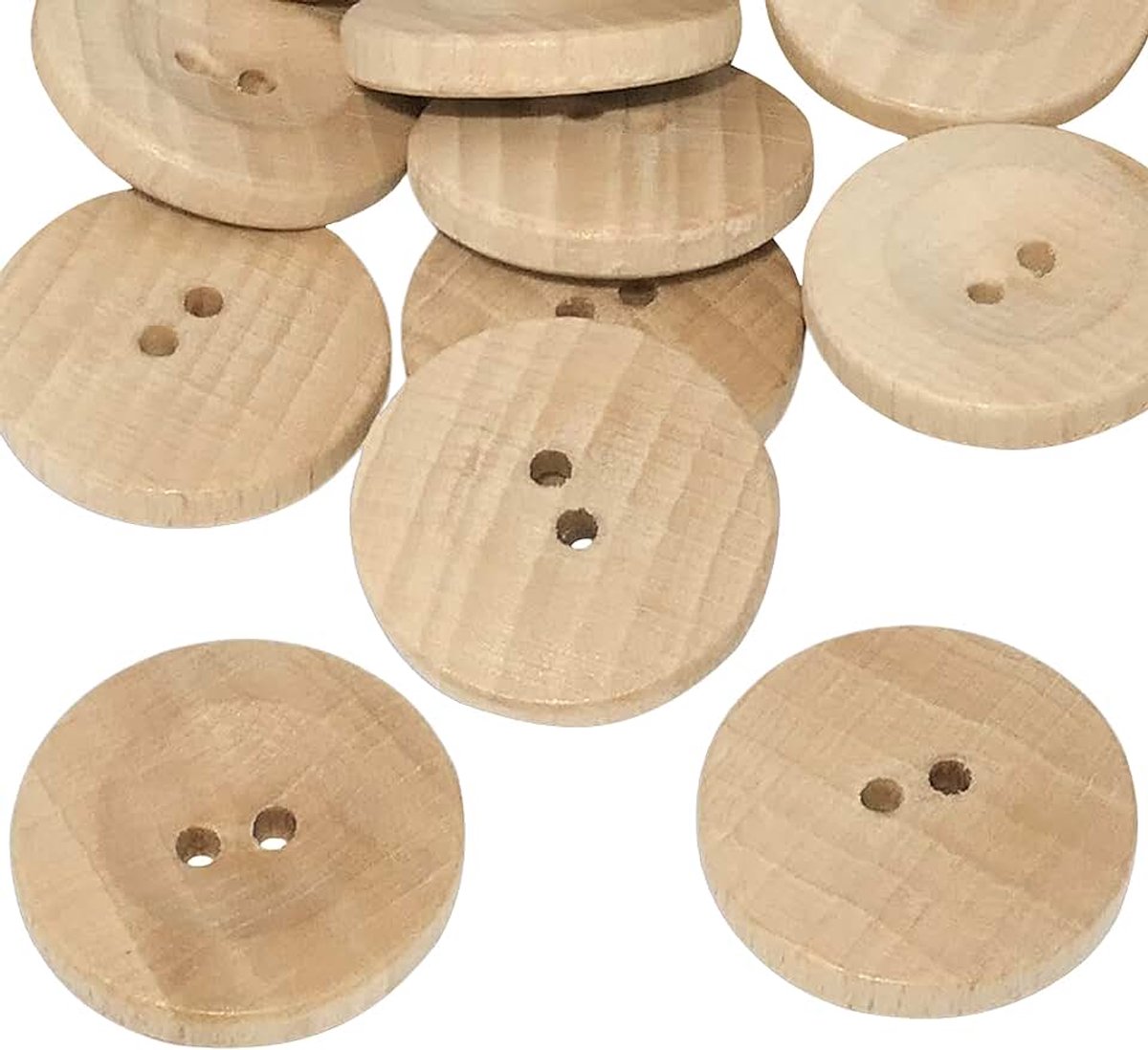 Knopen van gelakt hout Ø23x5 mm met 2 gaten 36L L36 - natuurlijke kleuren - openingsdiameter 2 mm - korte naaiwerk handgemaakte kleding handwerk mode