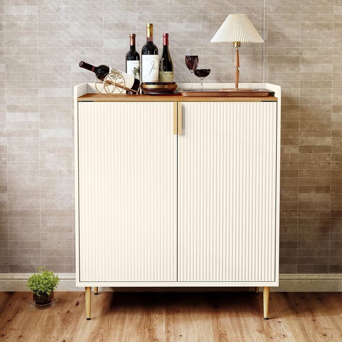 Wijnkast met wijnrekken voor 9 flessen, barkast, moderne koffietafel, alcoholkast, flessenrek, hout, dressoir, buffetkast voor keuken, eetkamer, woonkamer