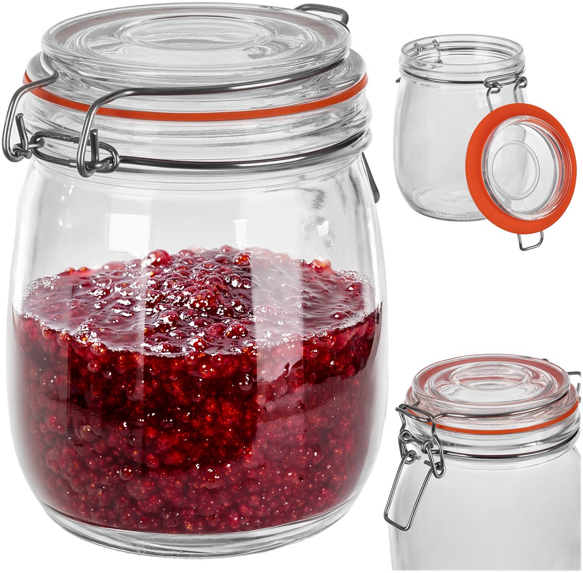 KADAX inmaakpot 750 ml met beugelsluiting, luchtdichte pot met rubberen afdichting en glazen deksel, glazen voorraadpot, fermentatiepot voor groenten