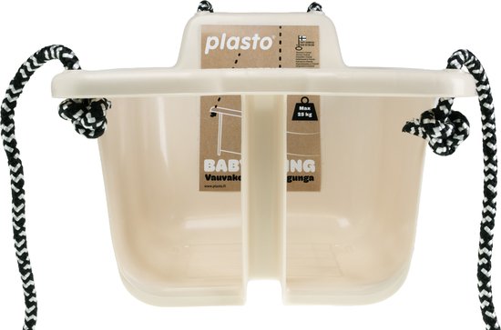 Plasto Baby Schommel Zandkleur - Babyschommel - Met Touwen - Max 25 kg - Special Edition Zachte Neutrale Kleuren - Gemaakt in Finland - Vanaf 10 Maanden — afbeelding 3
