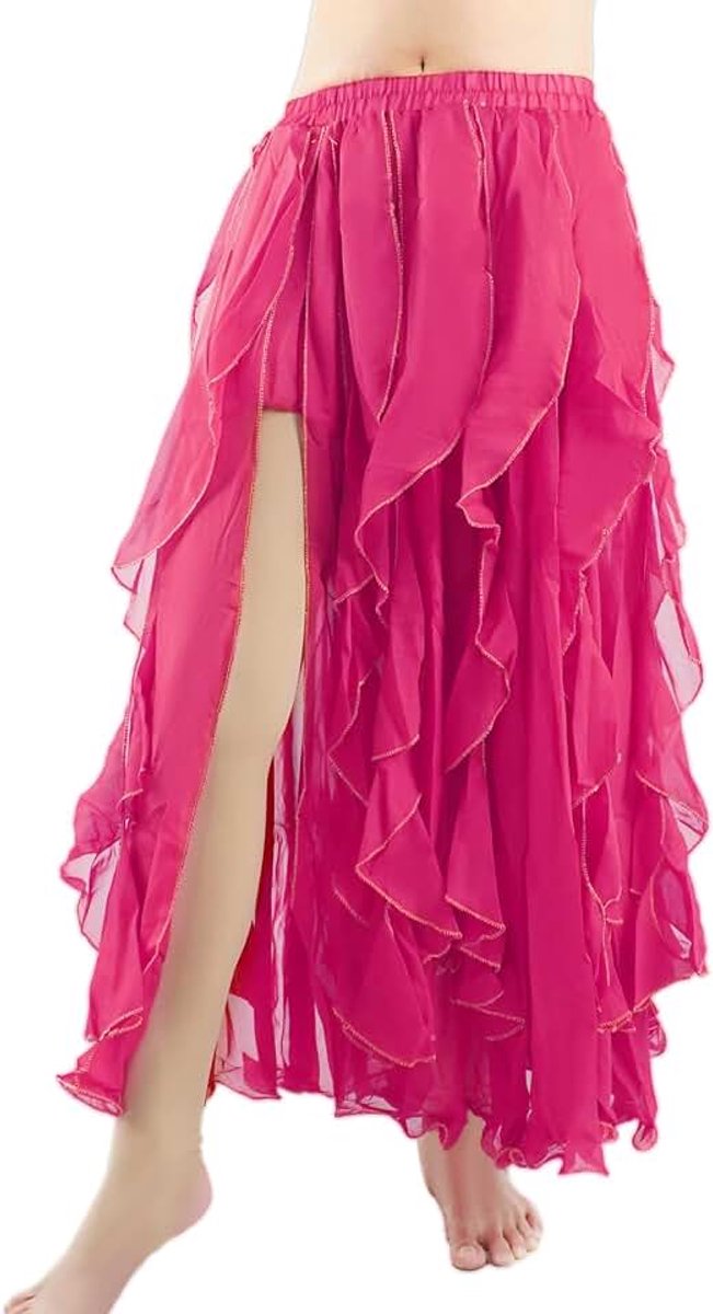 Dames chiffon buikdans rok lange split rok voor podiumoptredens kostuum