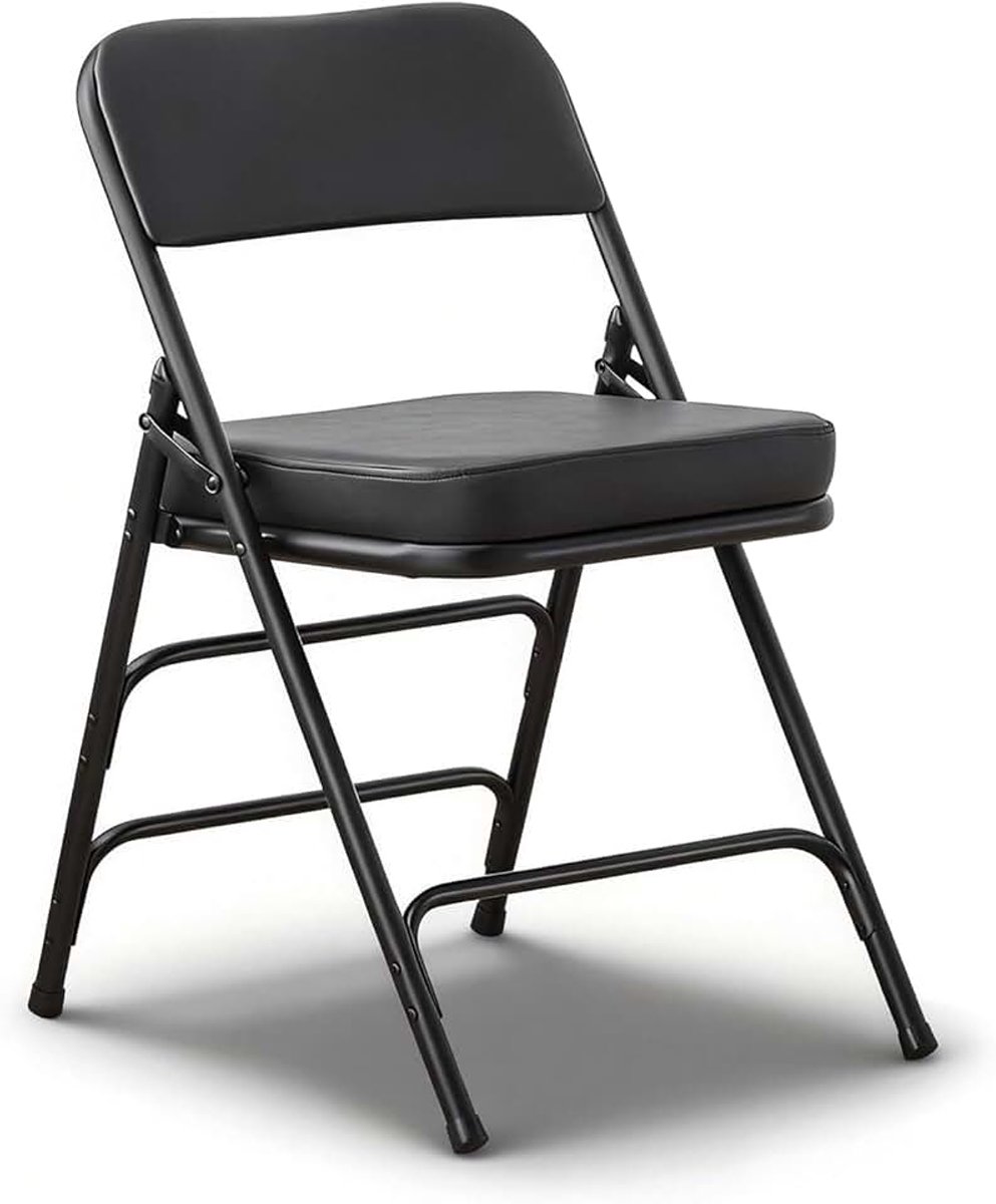 Vouwstoelen 1-Pack, Zware-Duty Gestoffeerde Opvouwbare Stoel met Metal Frame voor Binnen & Buiten, Trouwerij, Feest, Banquet & Eetkamer (Zwart)