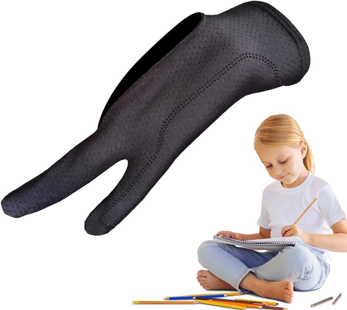 Tekentablet met twee vingers, 2 stuks, rechter- en linkerhand, ademende enveloppen voor schetsen op papier, professionals, beginners en studenten