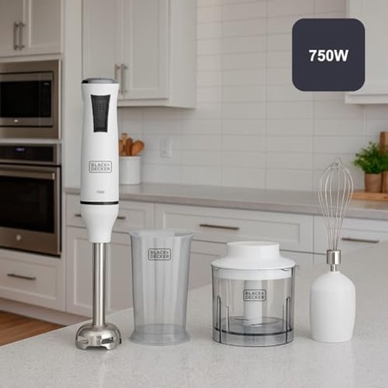 Staafmixer - Handmixer - Keukenbereidingen - 20 snelheden turbo - 750 watt - Wit — afbeelding 2