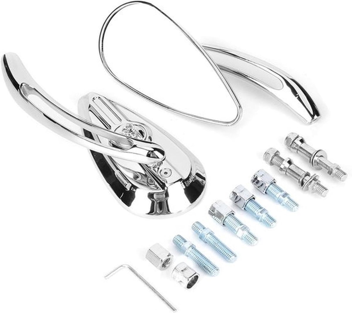 Motorfiets Teardrop Achteruitkijkspiegels met Skull Design - Chromen Zijspiegels voor Motorrijders