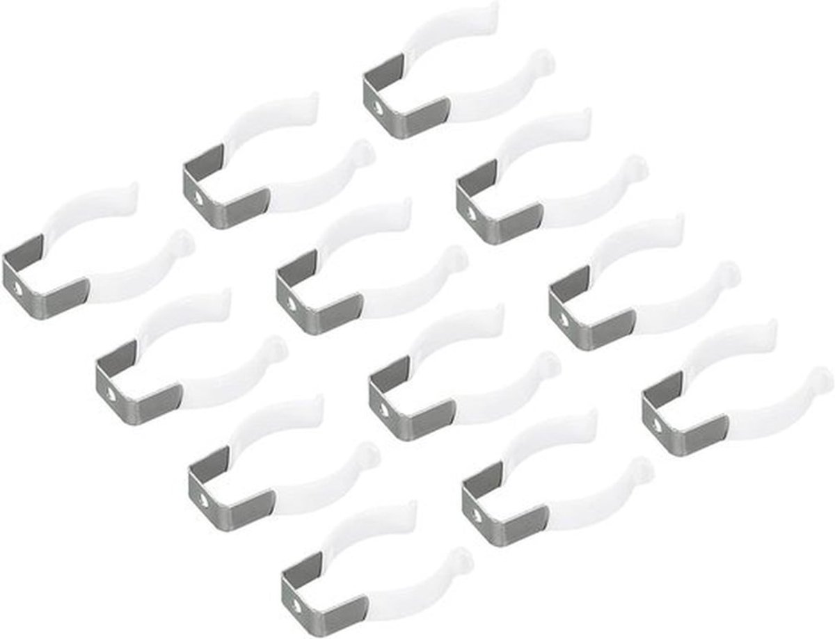 LED Gloeilamp Houder Beugel - Montagebeugel - Roestvrij Staal - Fluorescerende Buis - Pijpklemmen - Veerhouder Tool - Clips - Geschikt voor Alle Modellen - Wit - Pack van 12