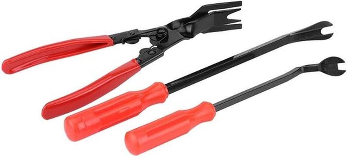 Nietverwijderingsgereedschap - Kunststof niettang - Trim Clip tang - Stofferinggereedschap - Voertuigflensgereedschappen - 3-delige deurbekledingsnieten - Clips tang - Geschikt voor - Auto interieur - Zwart