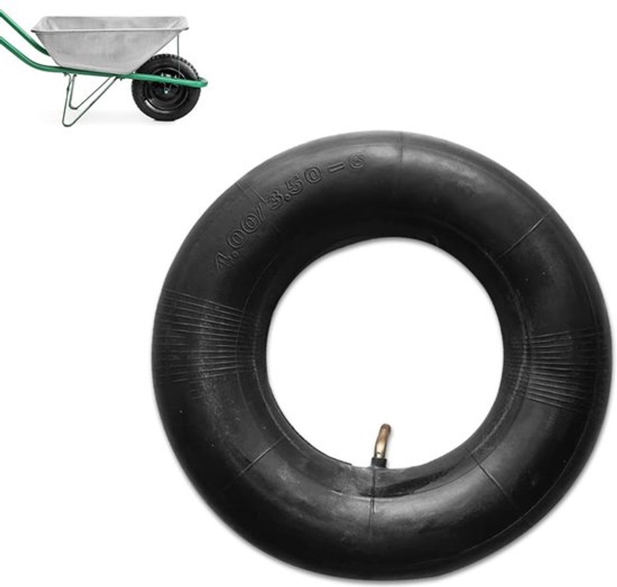 Slang voor Kruiwagenwiel - Reserveslang 4.00/3.50-6 - Boogventiel - Slijtvast - Scheurvast - Hoogwaardig Rubber - Binnenband