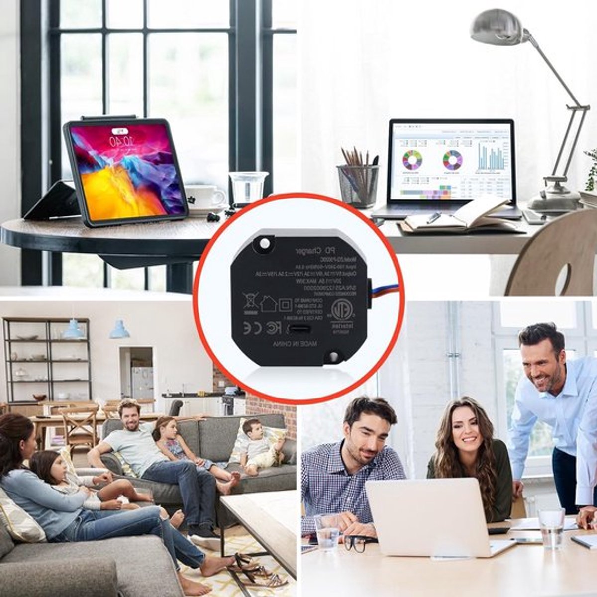 USB C-lichtnetadapter 30 W Snellader voor Tablets en Smart Home-systemen, Aluminium Behuizing
