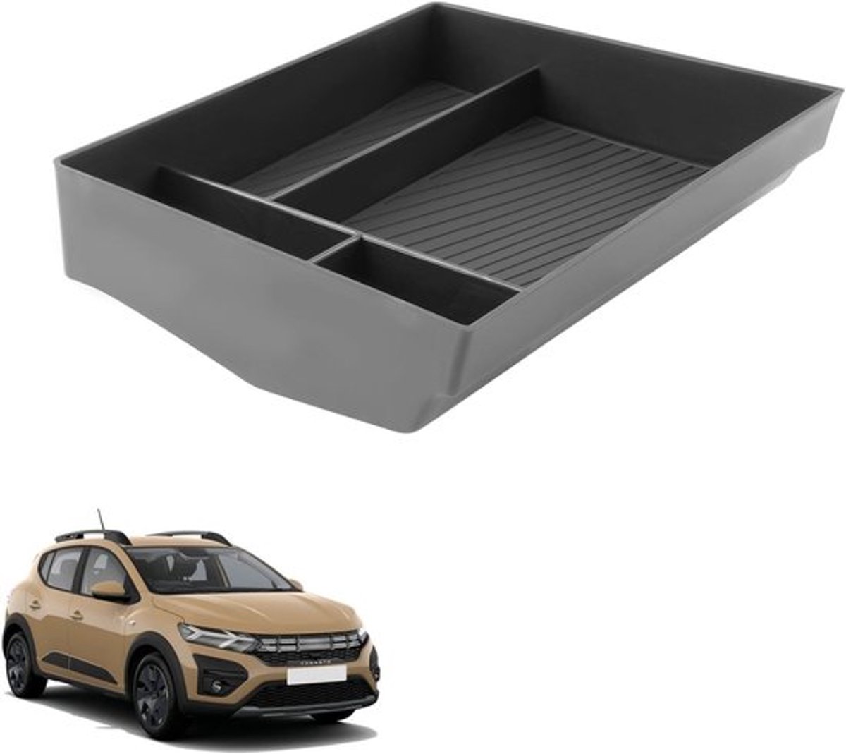 Dashboard Opbergdoos voor Dacia Sandero 3/Stepway 3/Jogger 2021-2025, Console Organizer met Antislipmat, Ideaal voor Sleutels en Accessoires