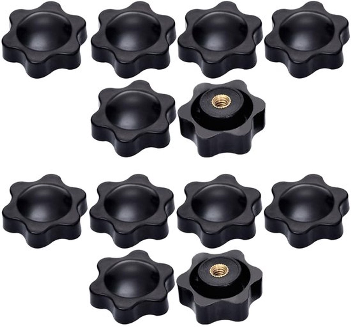 Vleugelmoeren Set van 12 - Zwarte Stergreepmoeren - M8/M6 - Ergonomisch - Antislip - Duurzaam Kunststof - 38 mm Kopdiameter - Handgreepmoer