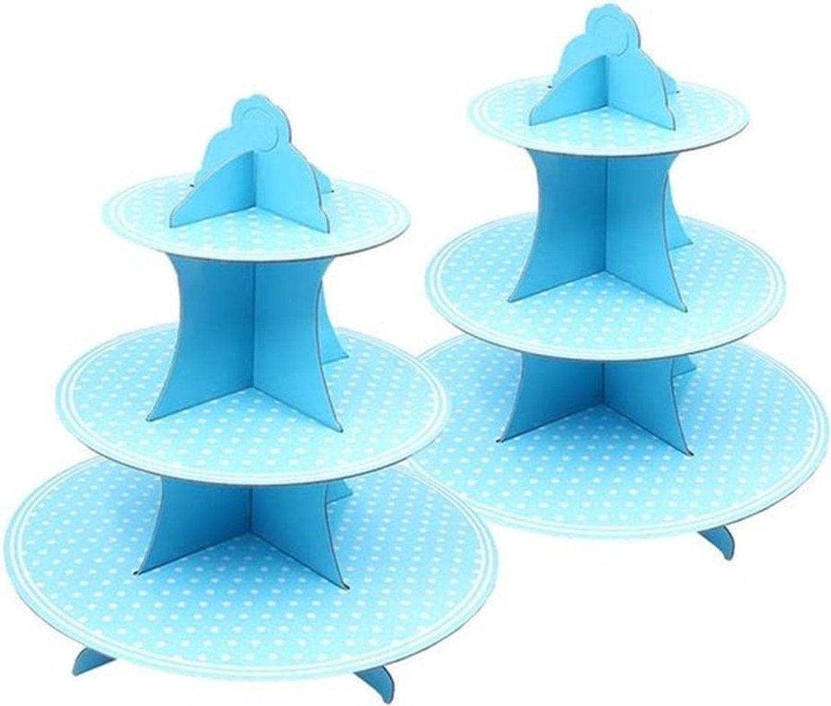 Stevige Kartonnen Cupcake Standhouder Toren - Feest - Lichtblauw - Geschikt voor Verjaardagen - Party Decoratie - 3-Tier Standhouder Toren voor Cupcakes en Desserts.
