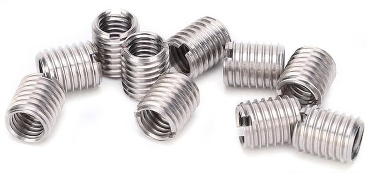 Schroefdraadreduceerder M10 naar M8 - 10 Stuks - Insteekmoer - Reparatiehuls - Conversiegereedschap - Roestvrij Staal 303 - Reparatiemoer