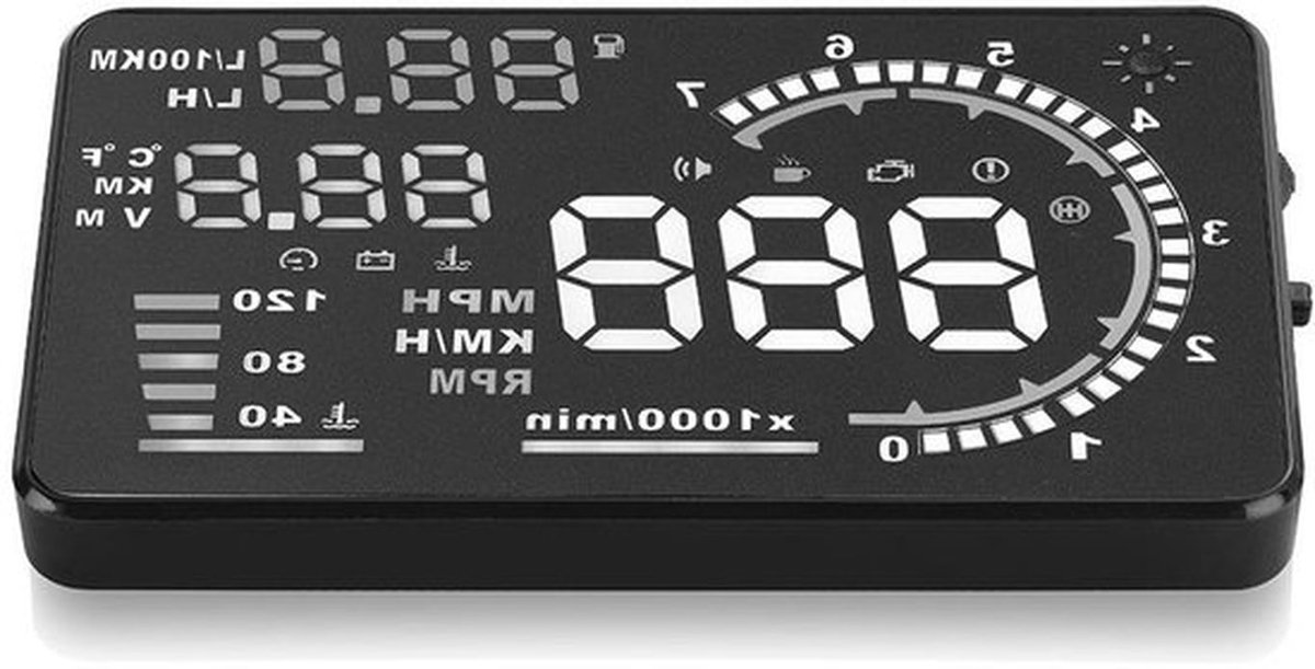 Universele HUD Head Up Display - Auto - Snelheid - OBD II - Reflecterend Scherm - Waarschuwingssysteem - Geschikt voor Auto - 5.5 inch - Windshied - A8 Auto HUD weergave.