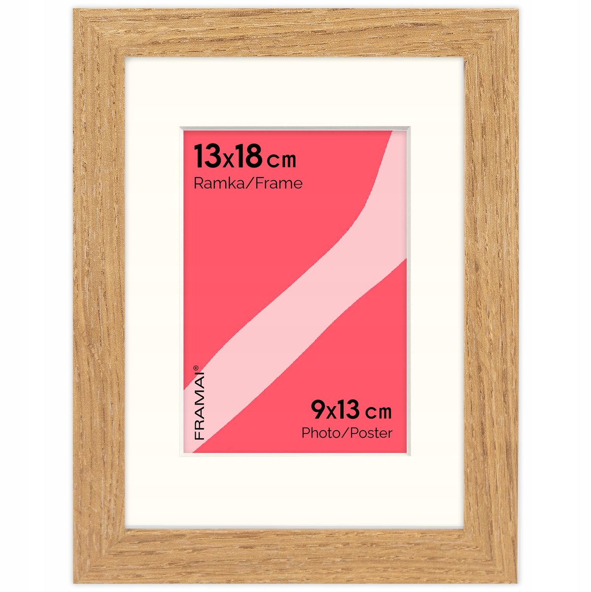 Houten fotolijst 13x18 cm met passe-partout 9x13 cm