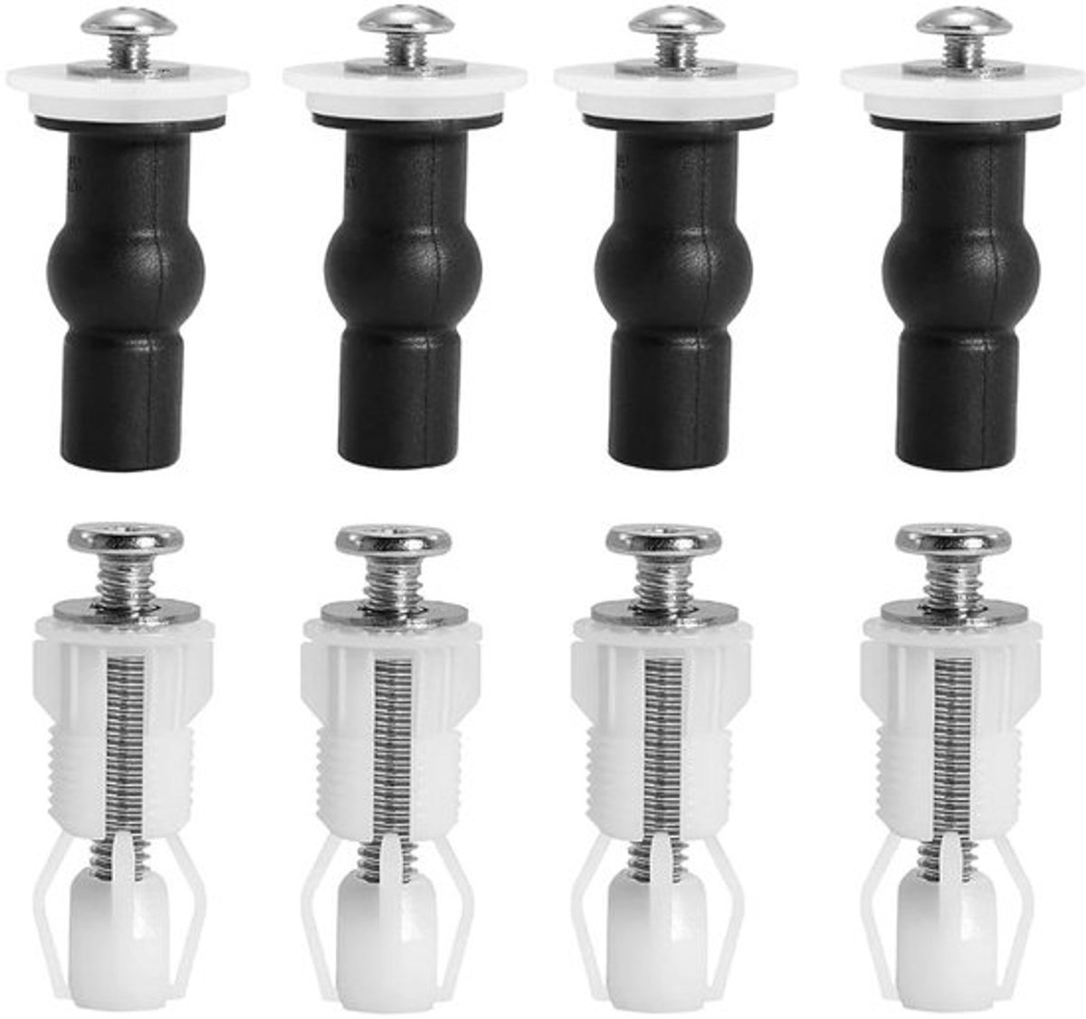 Toiletbrilbevestigingen set - 8 stuks, accessoires voor wc-bril, schroeven en rubberbevestiging