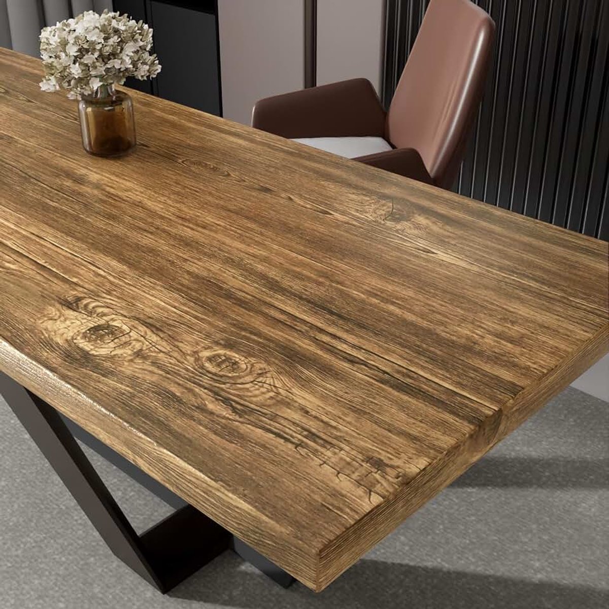 Grote plakfolie, meubelfolie, houtlook, keuken, bruin, 81 x 300 cm, zelfklevend behang, hout, bruin, meubelfolie, zelfklevende decoratieve folie, keuken, tafel, keukenfronten, vensterbank