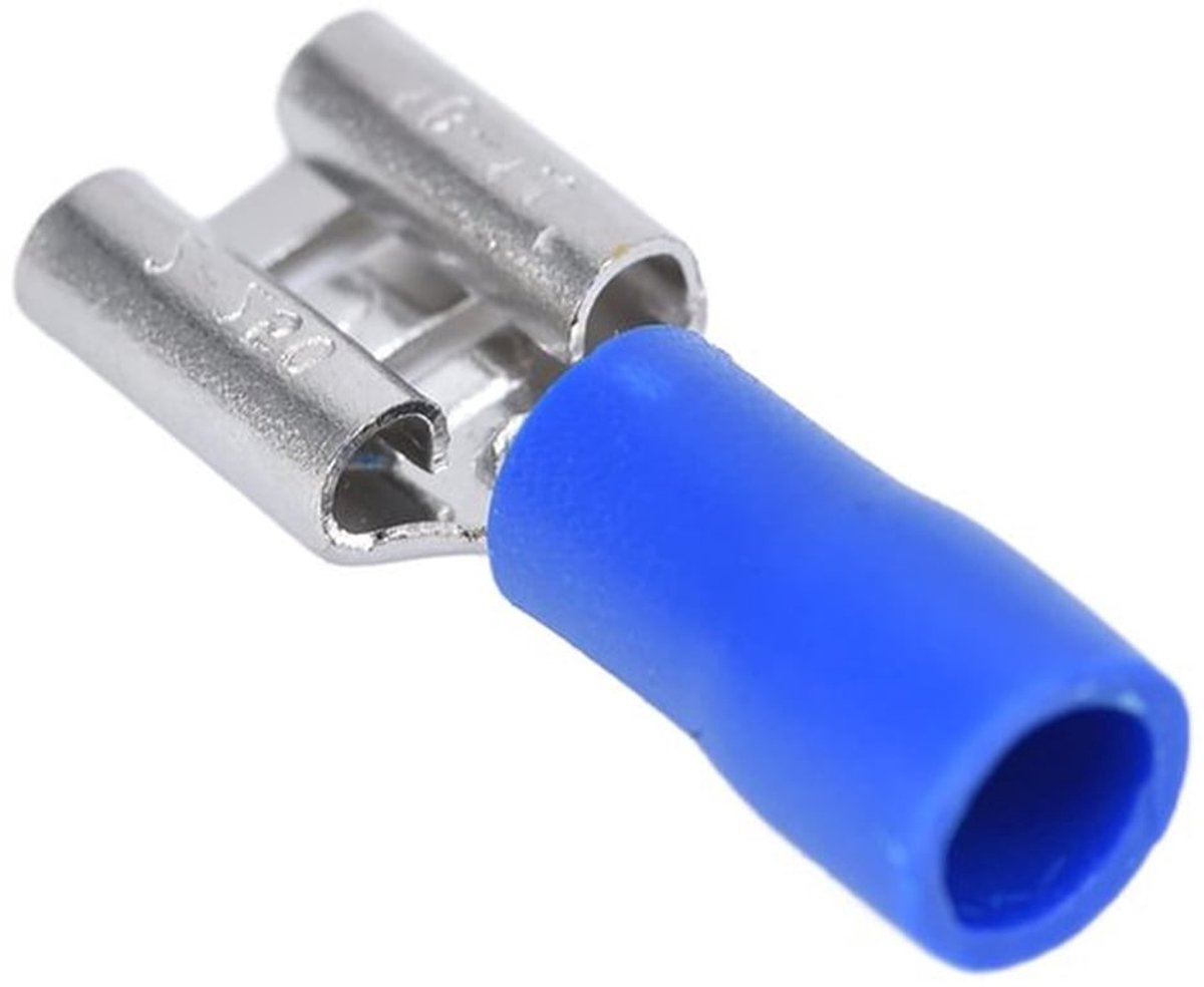 100 Stuks Vrouwelijke Spade Connectoren met Isolerende Huls voor 1.5-2.5mm² Kabel - Hoge Geleidbaarheid en Betrouwbare Verbinding