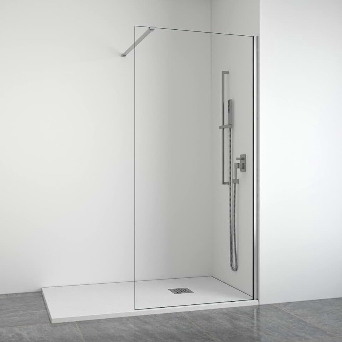 Douchewand vast paneel - Transparant - 8 mm anti-kalk gehard glas - Glanzend zilveren profiel - Breedte 120 cm - Hoogte 195 cm