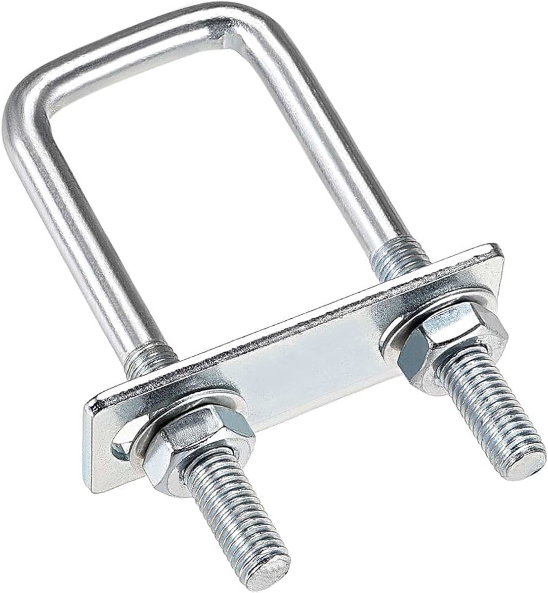 U-bouten, 25 mm, binnenbreedte 90 mm, lengte koolstofstaal M8 met moeren, frameplaat, ronde sluitringen
