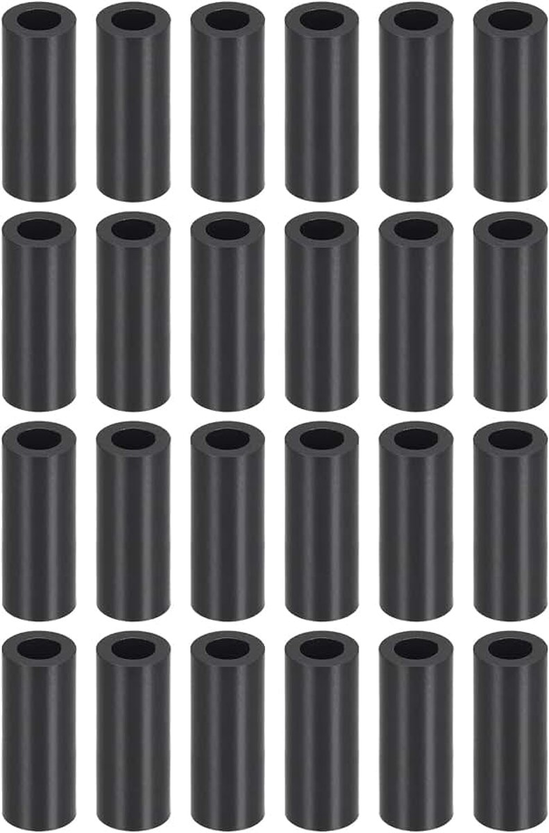 100 stuks zwarte ronde afstandhouder, niet-schroefdraadringen met hoge isolatie-effect, houden hoogte consistent, geweldig voor M4-schroeven (ABS, 4,2 mm x 7 mm x 25 mm)