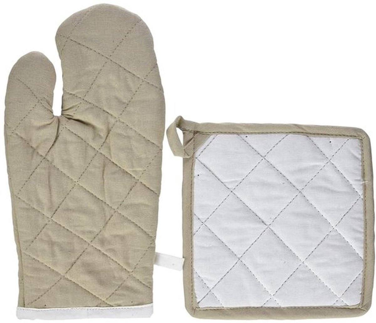 Kookhandschoen en Pannenlap Set - Veilig Koken - 2 Stuks - Katoen - 30x15 cm / 20x20 cm