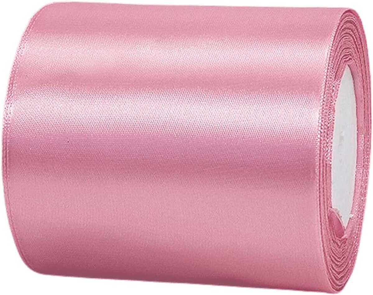 100 mm breed dik bonenroze lint voor geschenkverpakking, 22 m 4 inch grote stoffen satijnen lint voor geschenkverpakking, linten voor knutselen, haar, boeketten, trouwauto, geschenken, taart