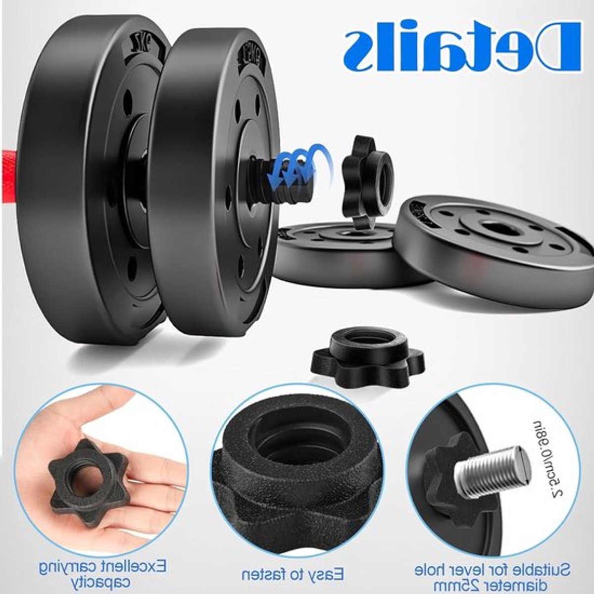 Dumbbell schroeven 12 stuks – Stervormige klemmen 25 mm – Duurzaam PVC – Zwart – Voor dumbbell stangen, dumbbells, fitness thuis en gebruik in de sportschool