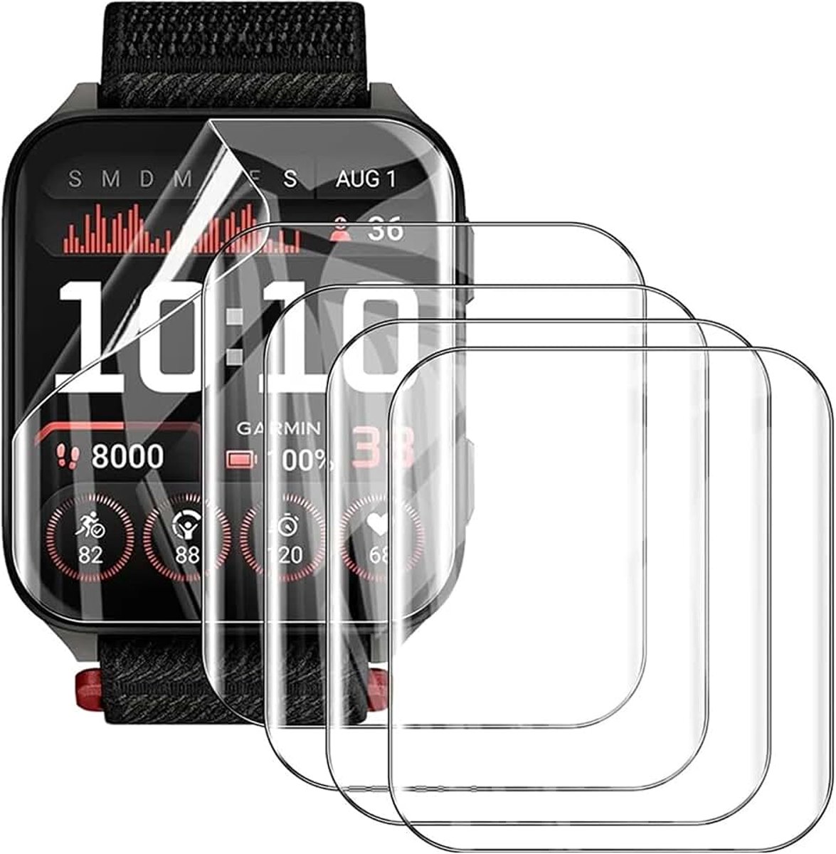 [5 stuks] Hydrogelfolie Displaybescherming voor Garmin Venu X1, Flexibel HD Helder Schermbeschermer TPU [Gevoelig voor aanraking] [Blaasvrij]