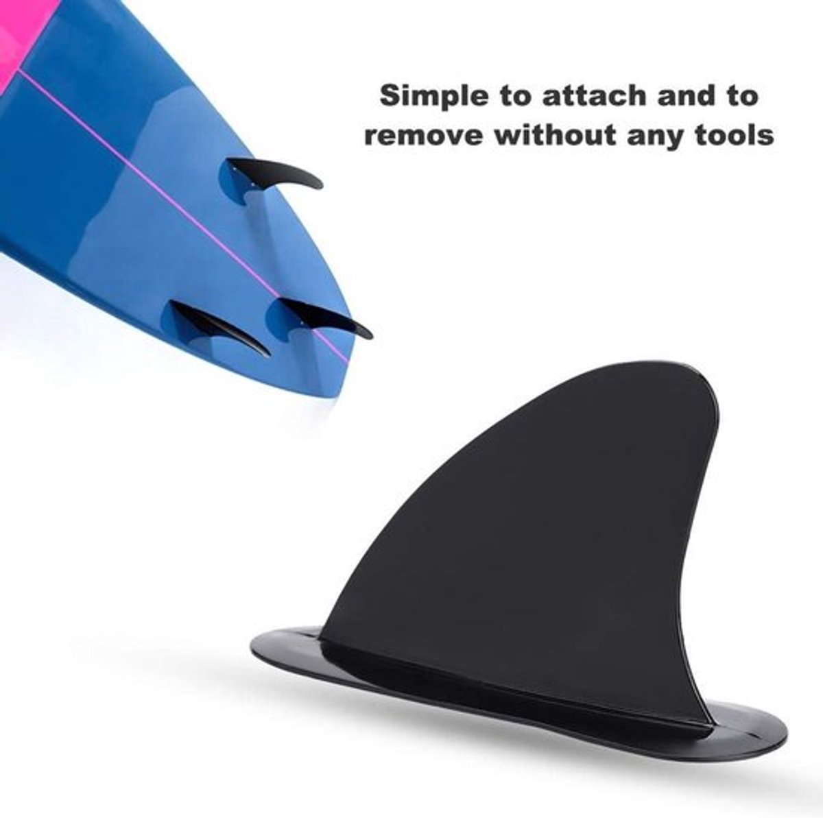 PVC - Volgsysteem - Longboard - Kajak - Geschikt voor paddleboard - Blauw - Centrale vin voor surfplank.