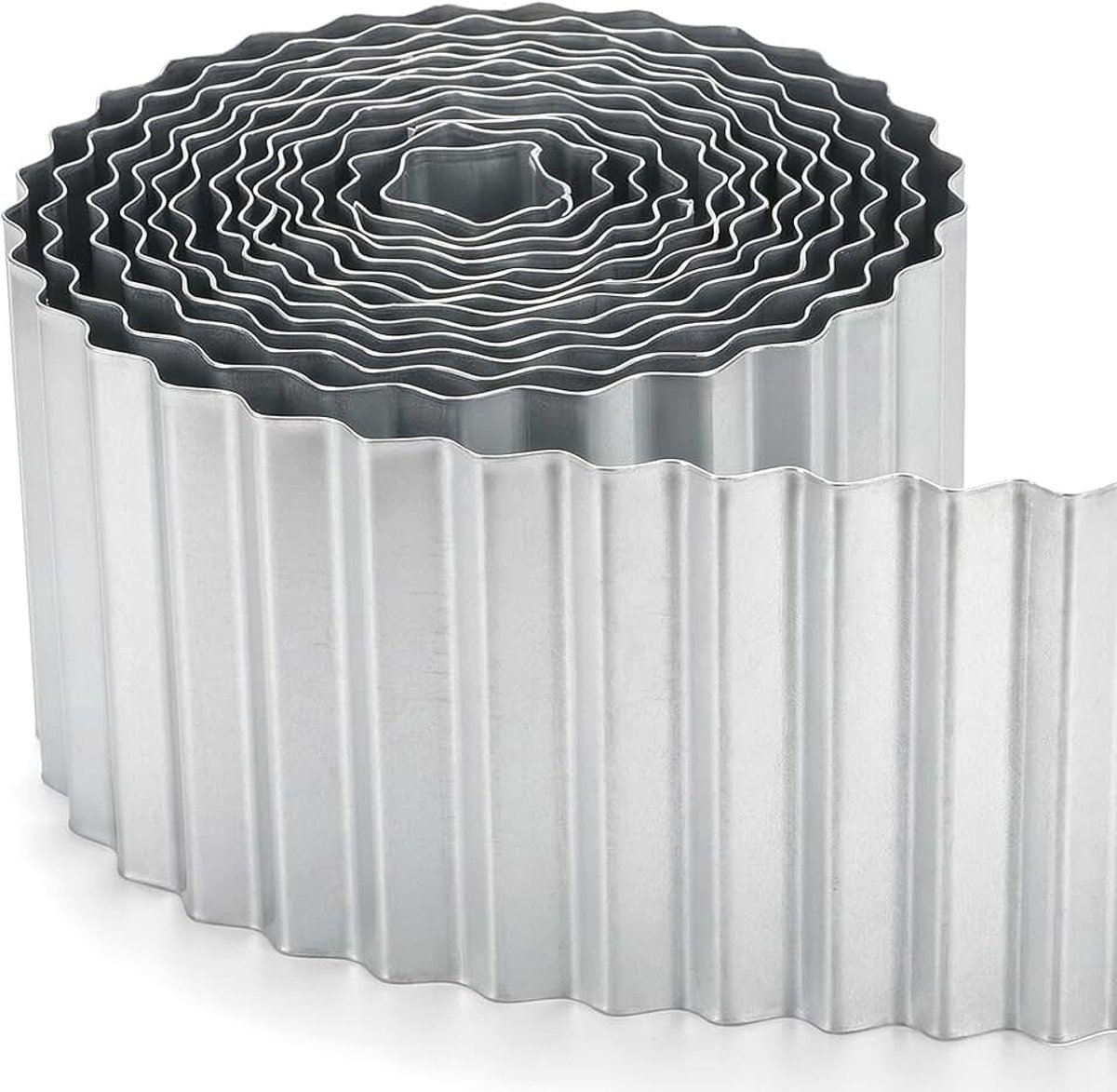 6m Gegalvaniseerde Metalen Tuin Gazon Grens Rand Roll, Tuin Plant Border, Golvend, H16cm-K653C01