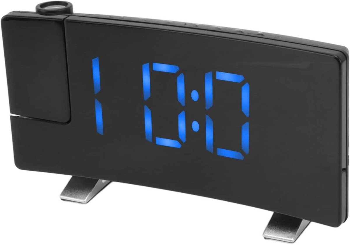 Digitale Projectieklok - Wekker met Radio - Tijd Tonen - Gebogen Scherm - Automatisch Dimbaar - Zwart