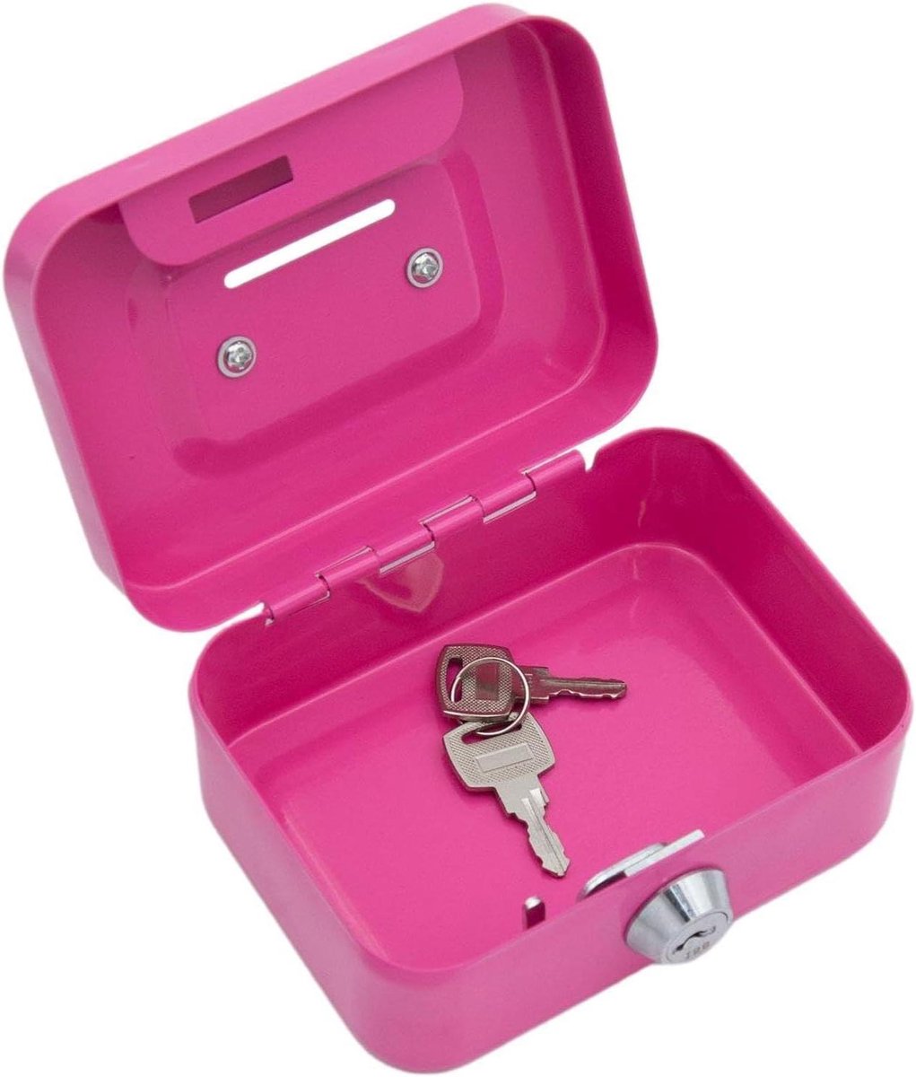 Kleingeldslot - Geldkistje met slot - Veilig geld bewaren - Stevige metalen constructie - 6.2D x 9B x 6.2H cm
