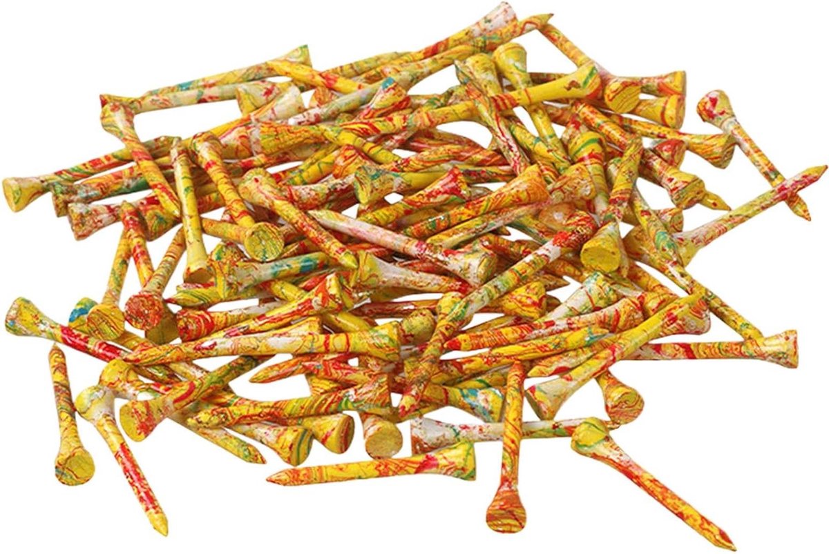 Golf Tees Hout - Oefen Tees Golf - Golf Slag Verbeteren - Duurzaam Hout - 50 Stuks - Kleurrijk