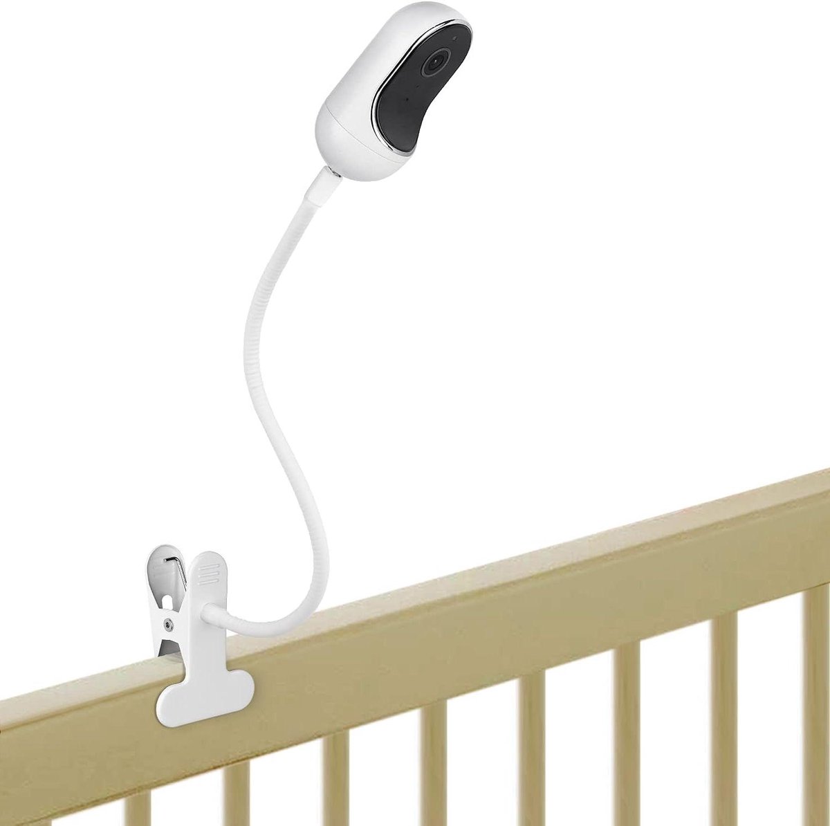 Flexibele cliphouder - Babyfoon houder - Baby in de gaten - Zonder gereedschap - 1/4 schroefdraad - Wit