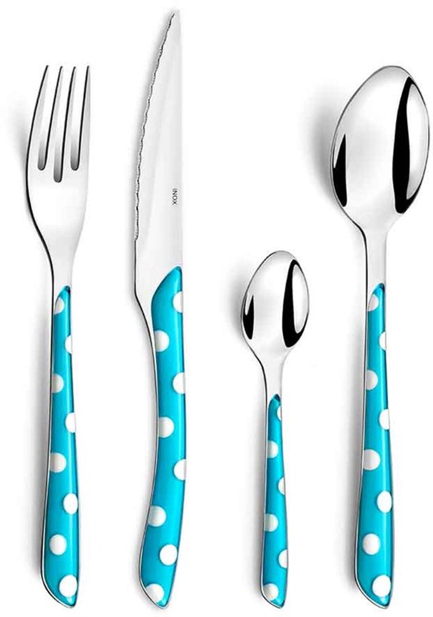 Amefa Retail Eclat Dots Turquoise 24-dlg Bestek 18-0