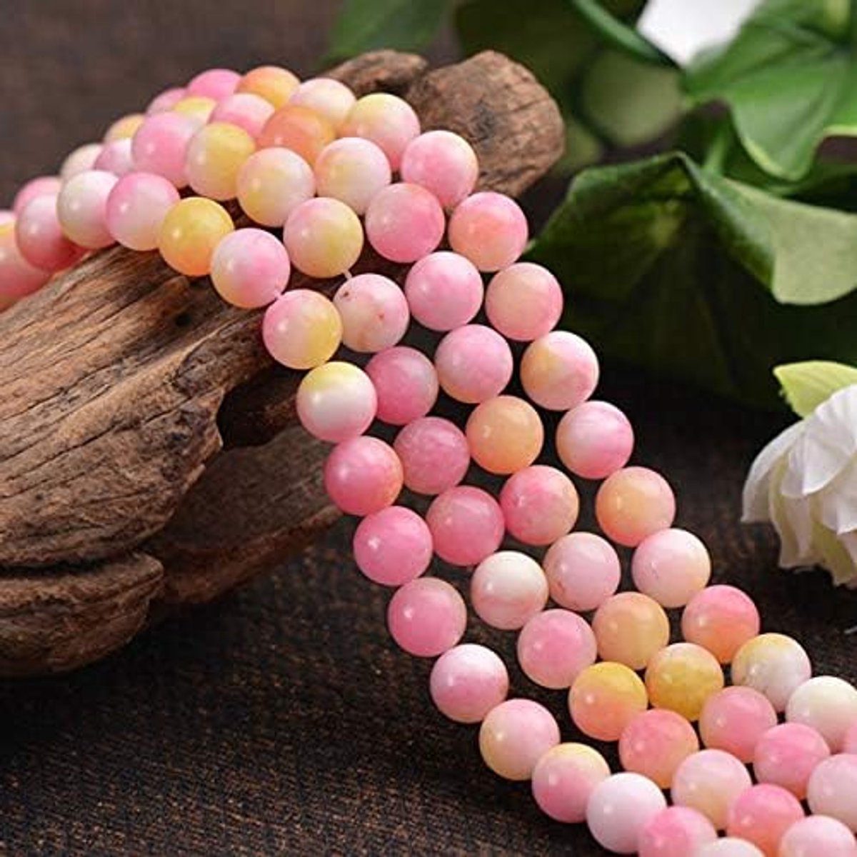 Edelsteen roze agaat, 6 mm, rond, natuursteen, agaat, halfedelsteen, edelstenen, parel met gat om te rijgen, voor sieraden, ketting, armband