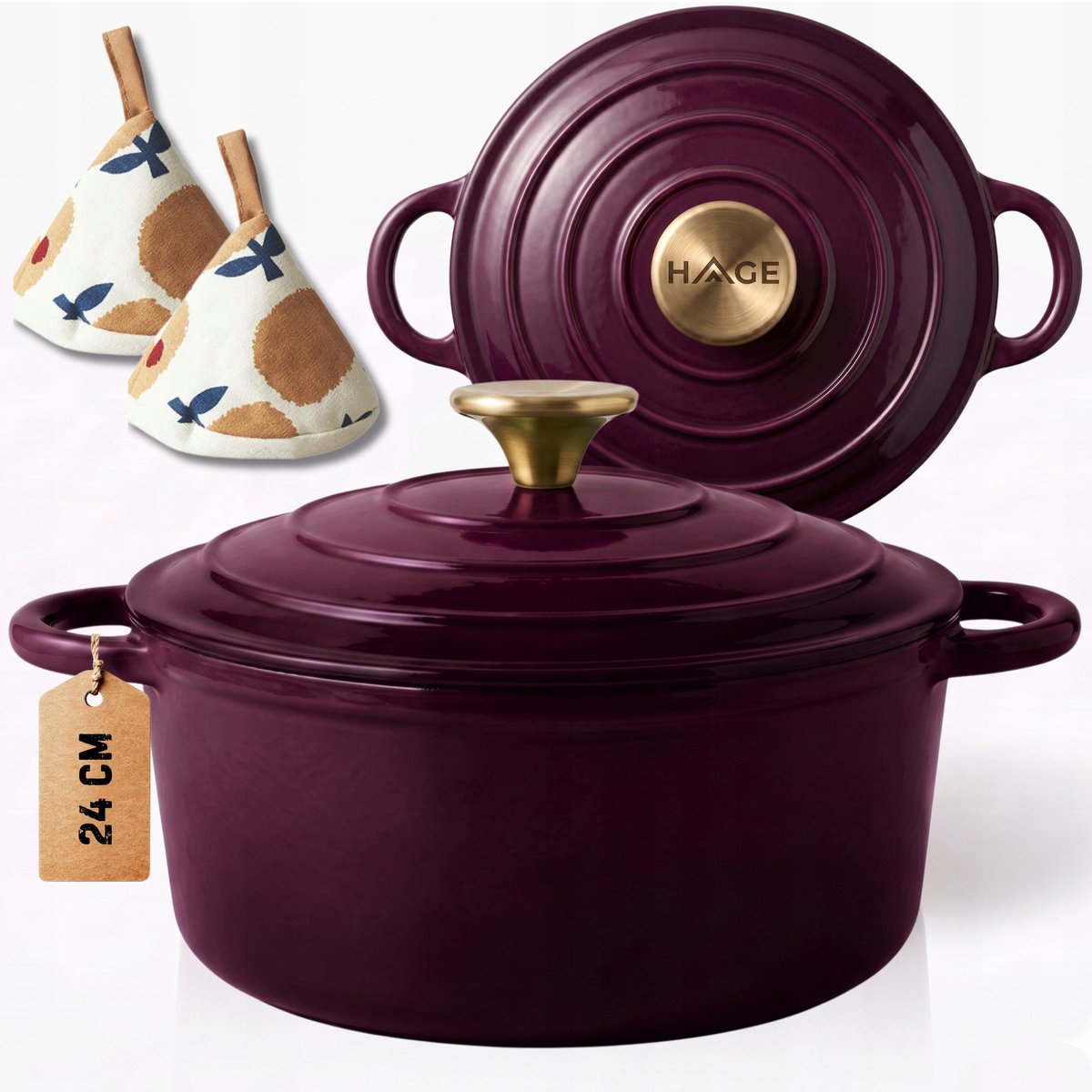 Gietijzeren Emaille Pan 4L - Aubergine - Geschikt voor Inductie