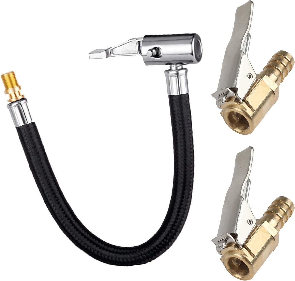 Ventielverlengset, 23,5 cm, bandenvulslang met 2 autoventieladapters, 8 mm, luchthefboomaansluiting, voor fietsen, motorfietsen, auto's