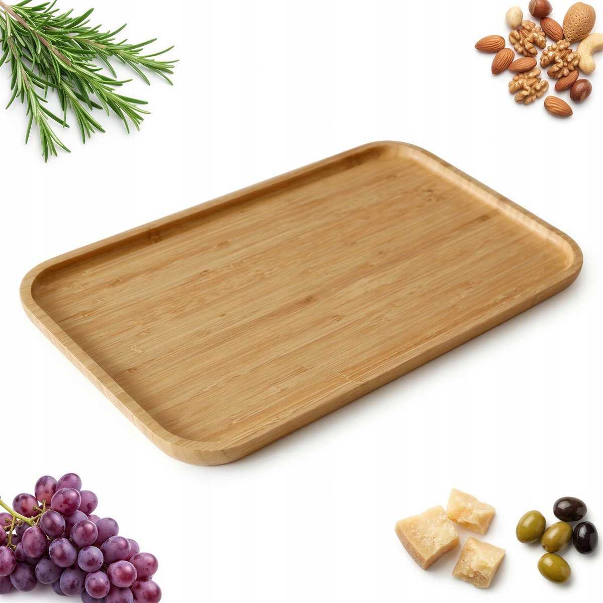 Bamboe Serveerschaal Rechthoekig 44 cm - Natuurlijk Hout