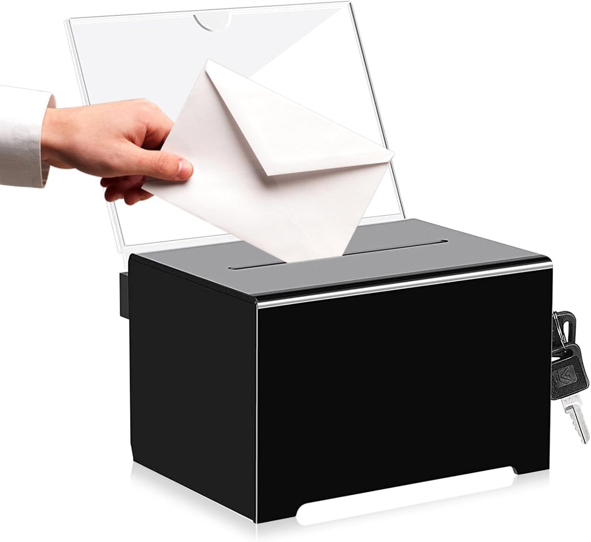 Acryl dispenserbox met zwarte sleutel - kassa voor opmerkingen