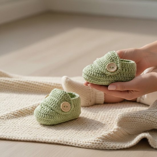 Nuvinokids Dino - Kraamcadeau Set 6-delig - Handgemaakt 100% Katoen - Baby - Peuter - Kind - Newborn - Kraamcadeautje - Babyshower Cadeau - Geboortecadeau - Babygeschenkset - Newborn Cadeau - Gehaakt - Rammelaar - Speenkoord - Knuffel - Slofjes — afbeelding 5
