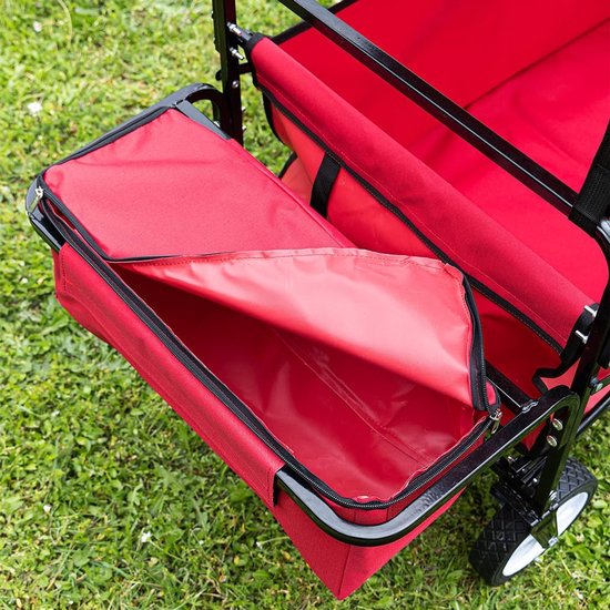 Bolderkar met dak - Vouwkar kinderwagen - Familie uitstapjes - Plaatsbesparend inklapbaar - 90 x 53 x 118 cm - Rood van Bolderkar — afbeelding 2