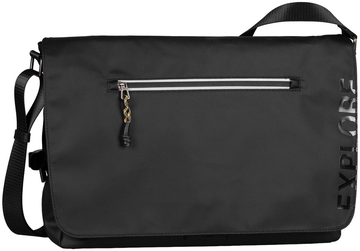 camel active schoudertas laptoptas met laptopvak Explore Messenger Bag Black zwart