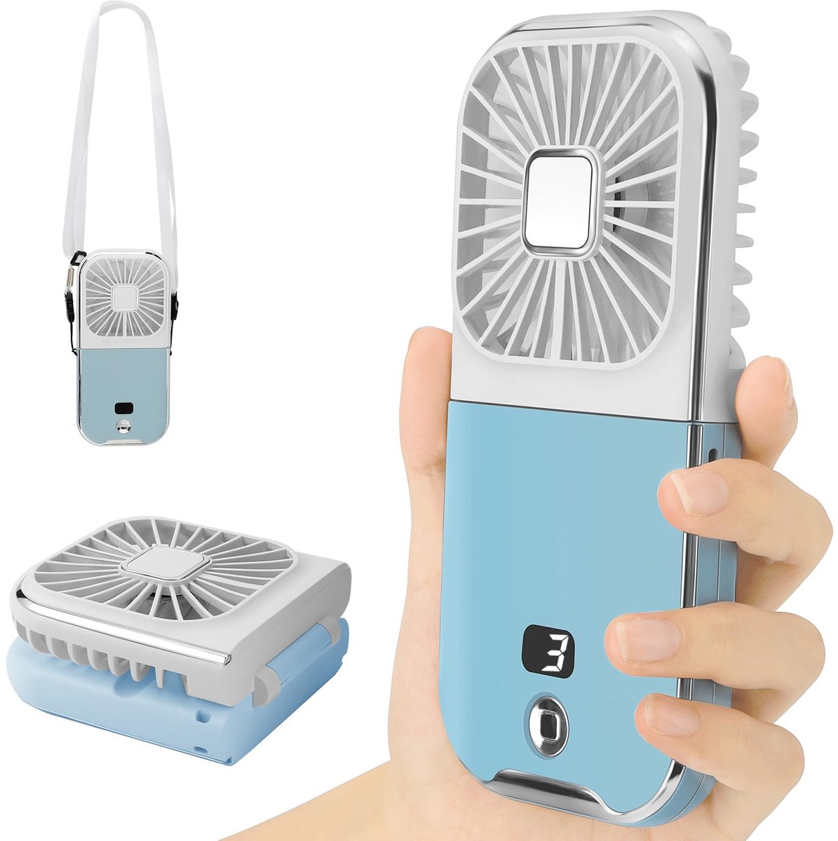 Draagbare ventilator - oplaadbaar - 4 snelheden - ideaal voor buitengebruik - SnelShoppen