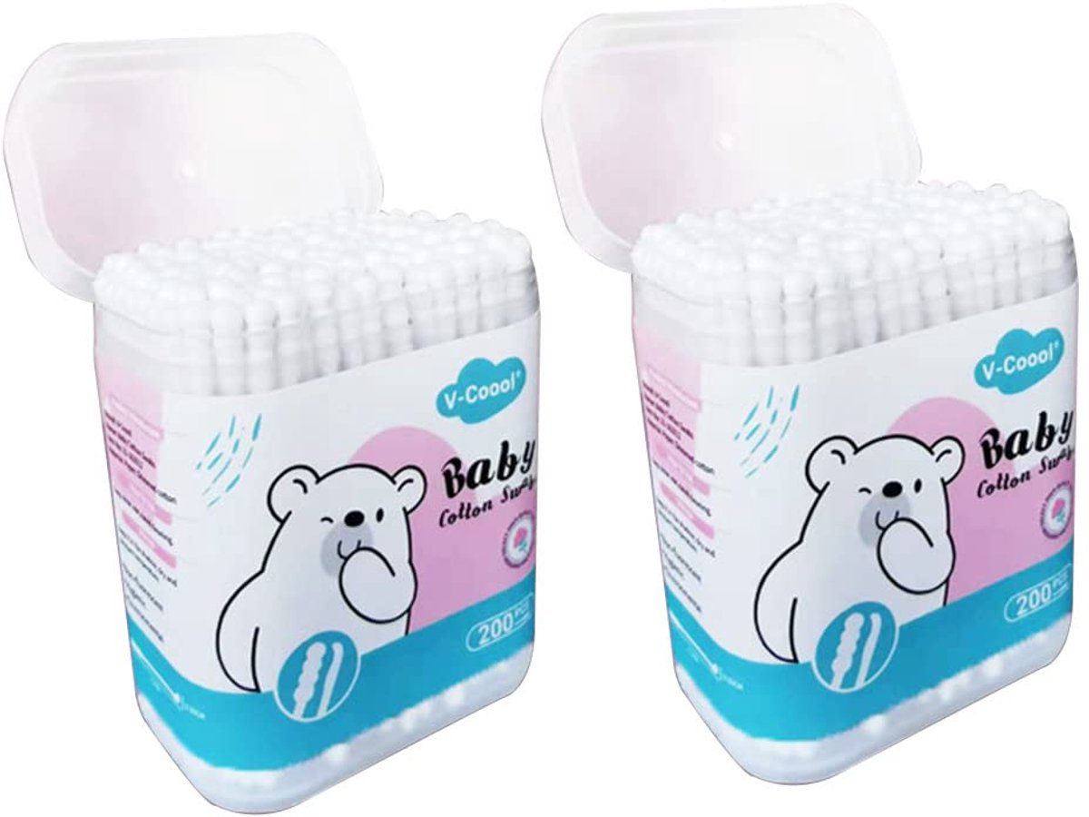Baby veiligheid knoppen 400 stuks - 100% biologisch katoen - grote tips - veilig voor pasgeborenen - SnelShoppen