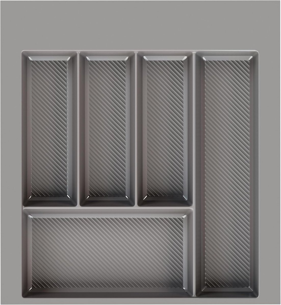 bestekinzet Divio Grip voor lades van 50 cm breed, 45 x 49 cm – inkortbaar, 5 vakken, kleur: antraciet, bestekorganizer van robuust kunststof
