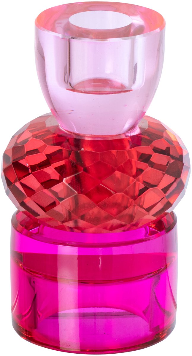 J-Line kandelaar - glas - kerstrood/fuchsia - small