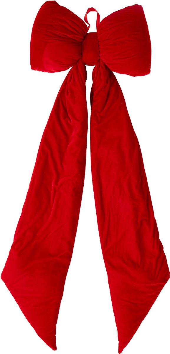 J-Line Hangende fluwelen strik - stof - kerstrood - extra large